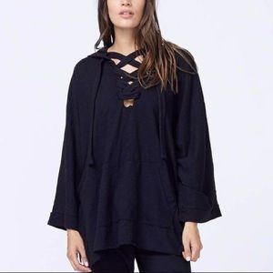 Monrow hooded lace up poncho